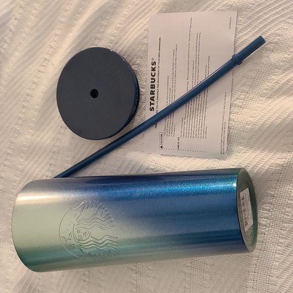 NWT Blue Green Ombre 24oz SS Tumbler 2021 Starbucks Holiday Collection - Picture 3 of 4
